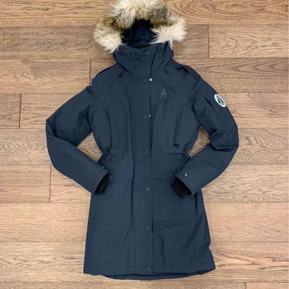Women's Navy Parka with Fur Hood